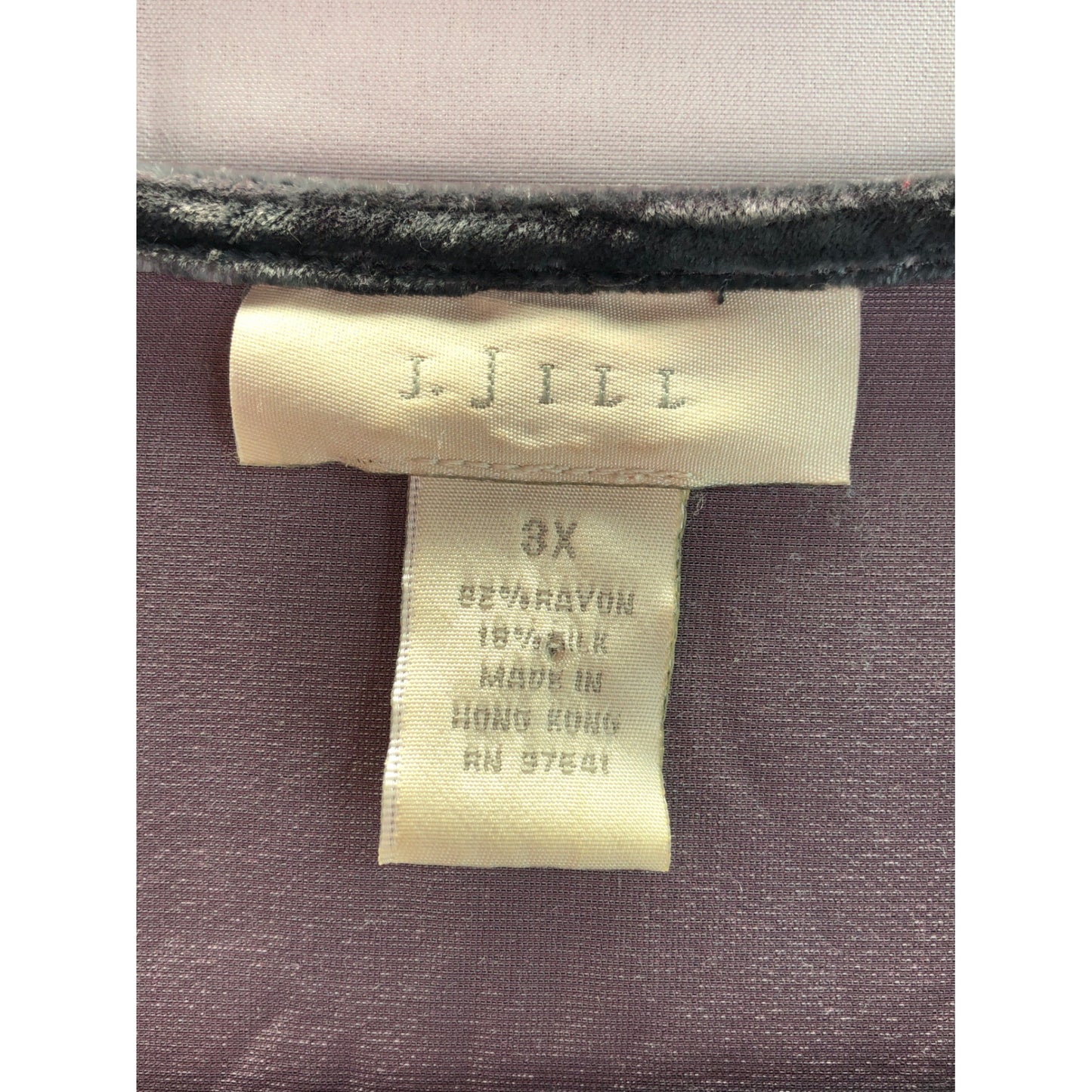 J.Jill Charcoal Velvet Blouse Top – Women’s Plus Size 3X – Rayon Silk Blend Long Sleeve