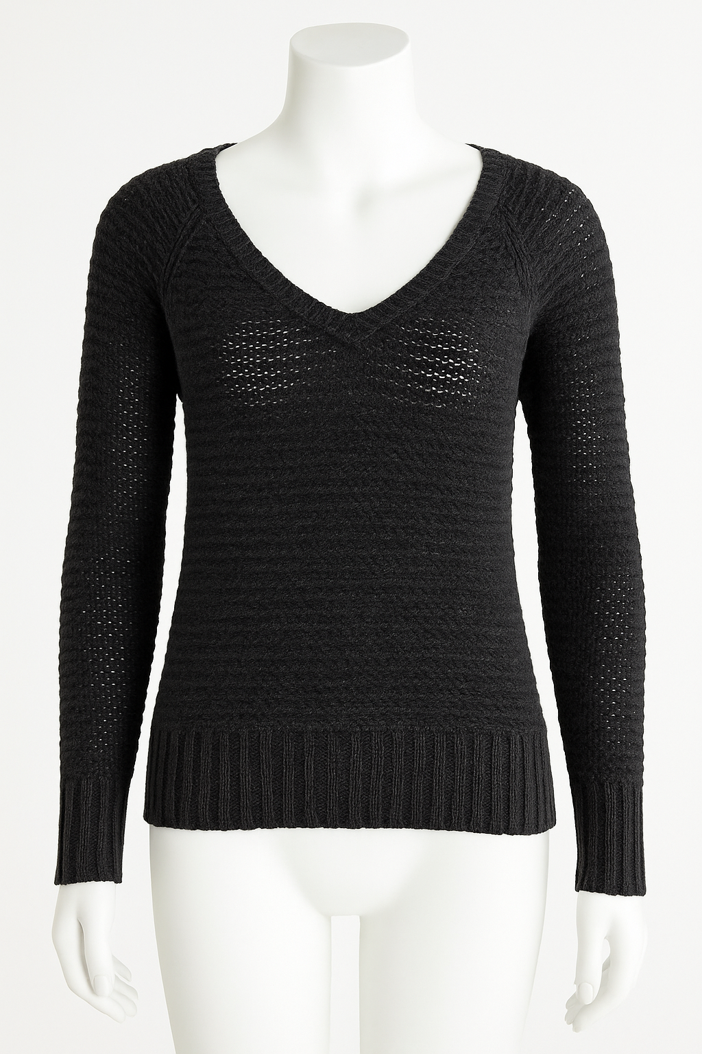 Aerie Smoke Gray Open Knit Sweater Women's Size SP Wool blend Lightweight Pullover