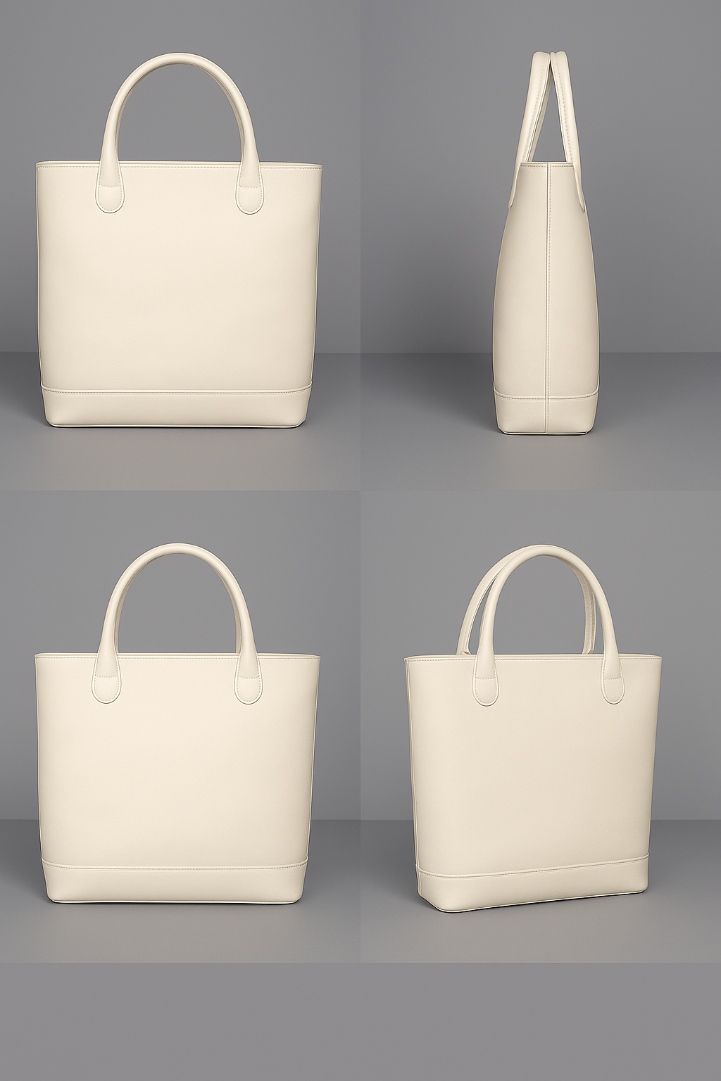 Giani Bernini Cream Leather Structured Tote Bag – Minimalist Quiet Luxury Everyday Work Tote