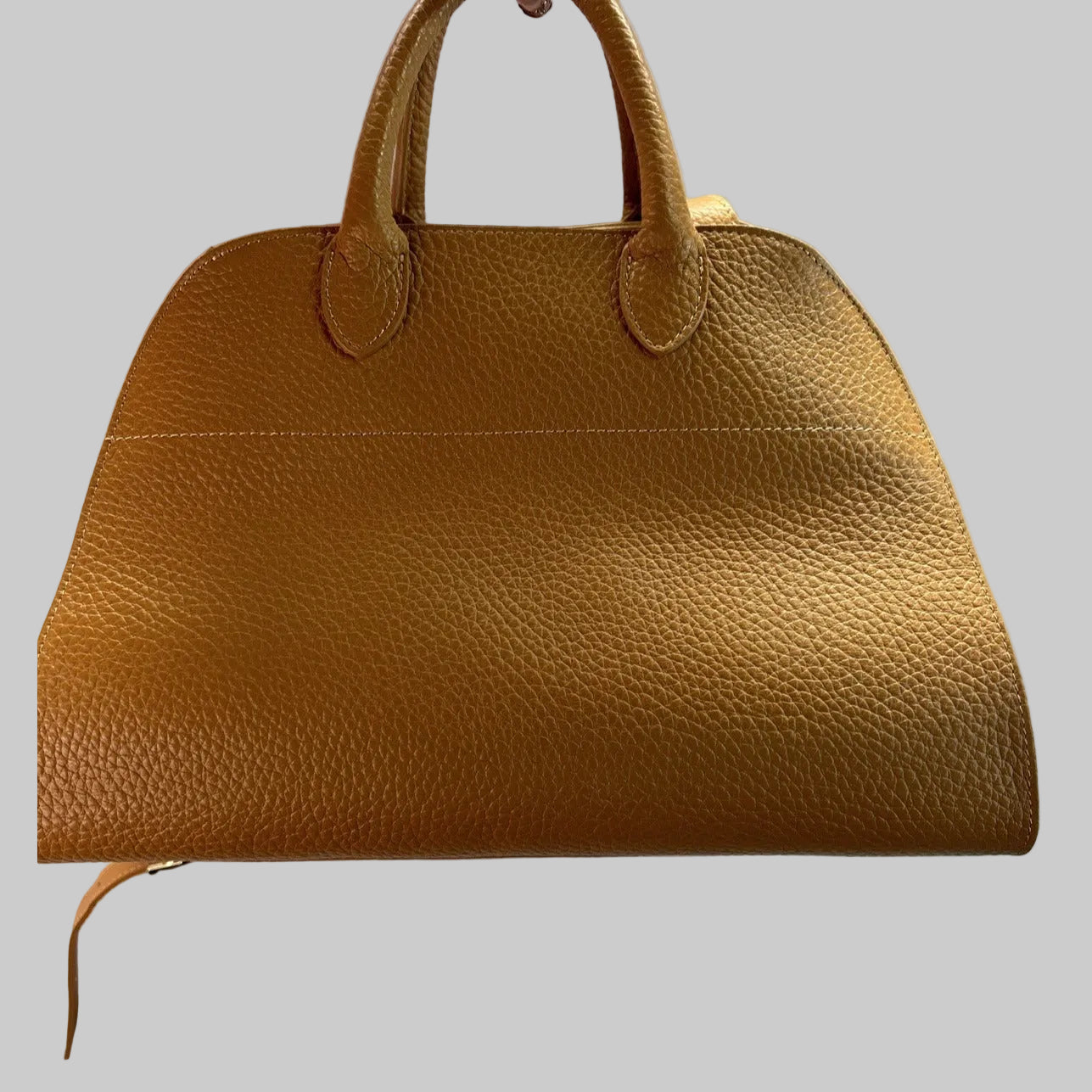 Divina Firenze Italian Leather Handbag Camel Pebbled Top Handle Purse