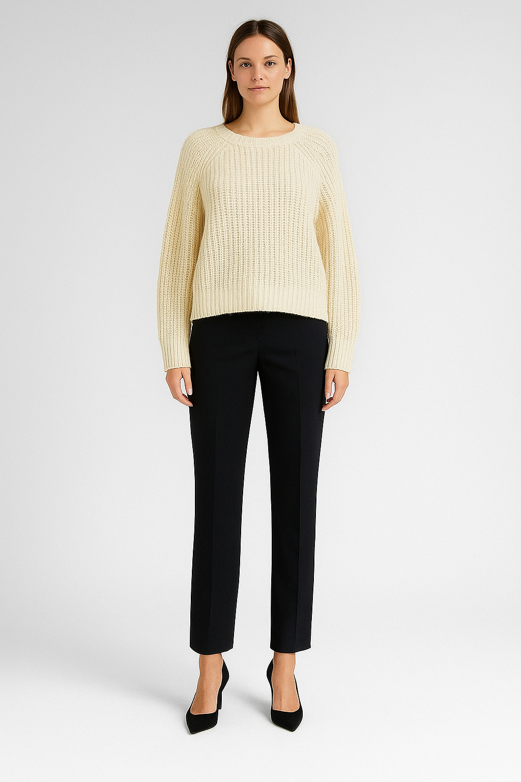 Aerie Textured Cream Chunky Knit Sweater • Classic Minimal Cozy Style
