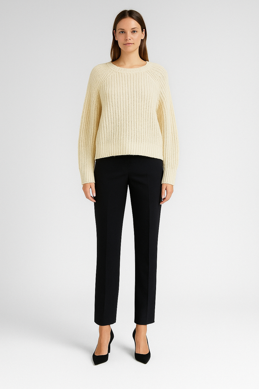 Aerie Textured Cream Chunky Knit Sweater • Classic Minimal Cozy Style