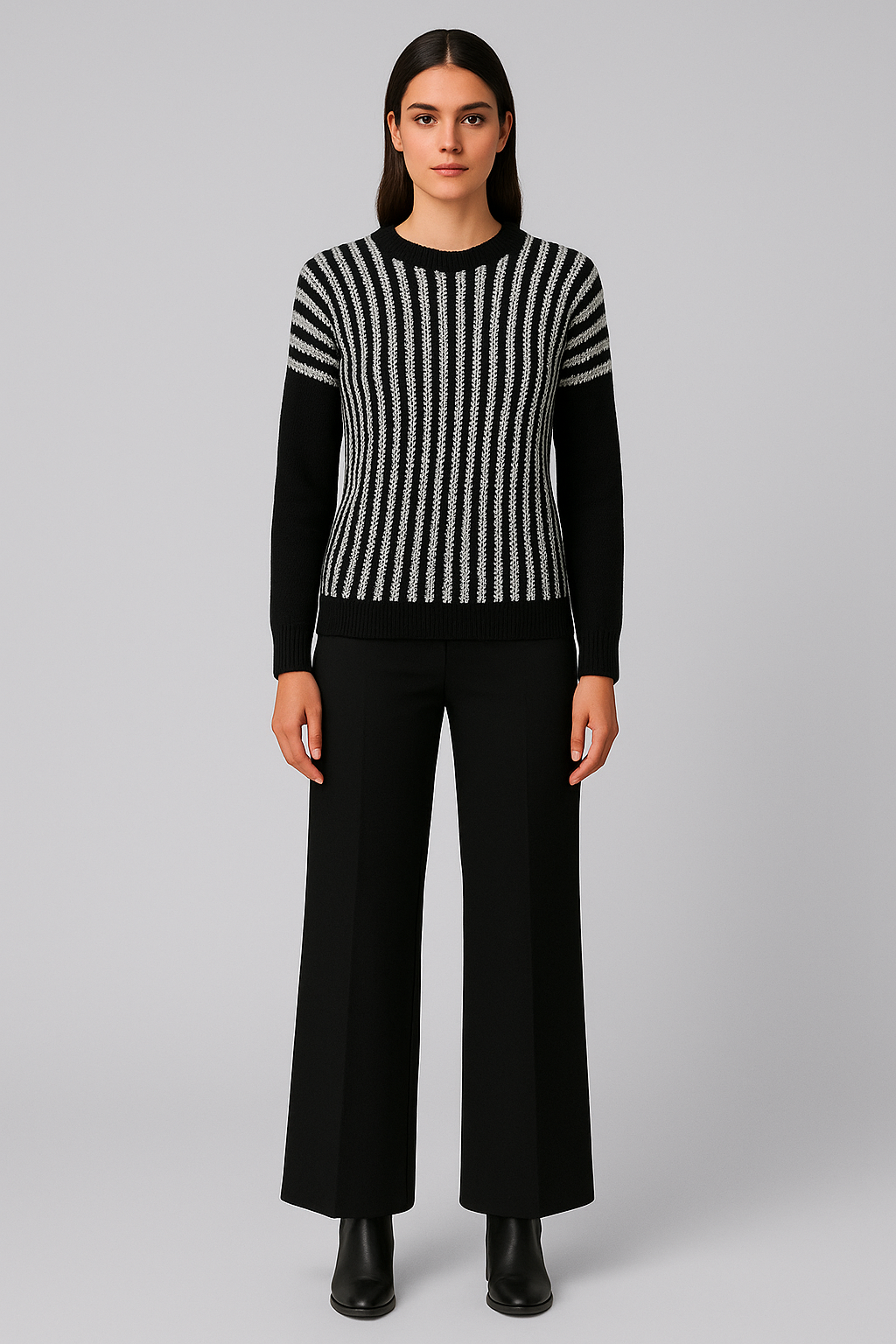 Zara Collection Black & White Stripe Knit Sweater (Size M)