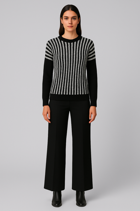 Zara Collection Black & White Stripe Knit Sweater (Size M)