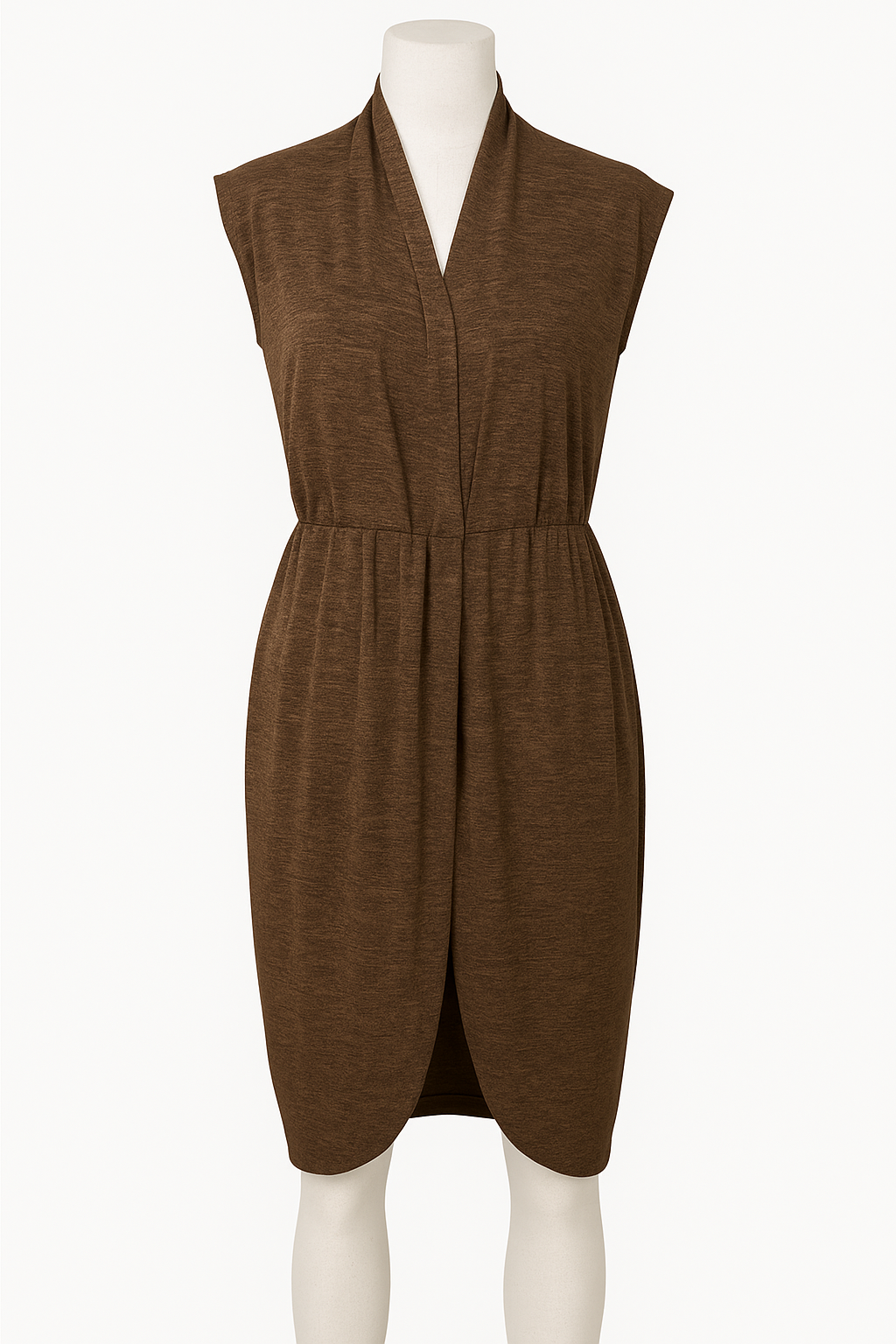 Theme Quiet Luxury Midi Dress – Rayon Blend Capsule Wrap Dress (Size L)