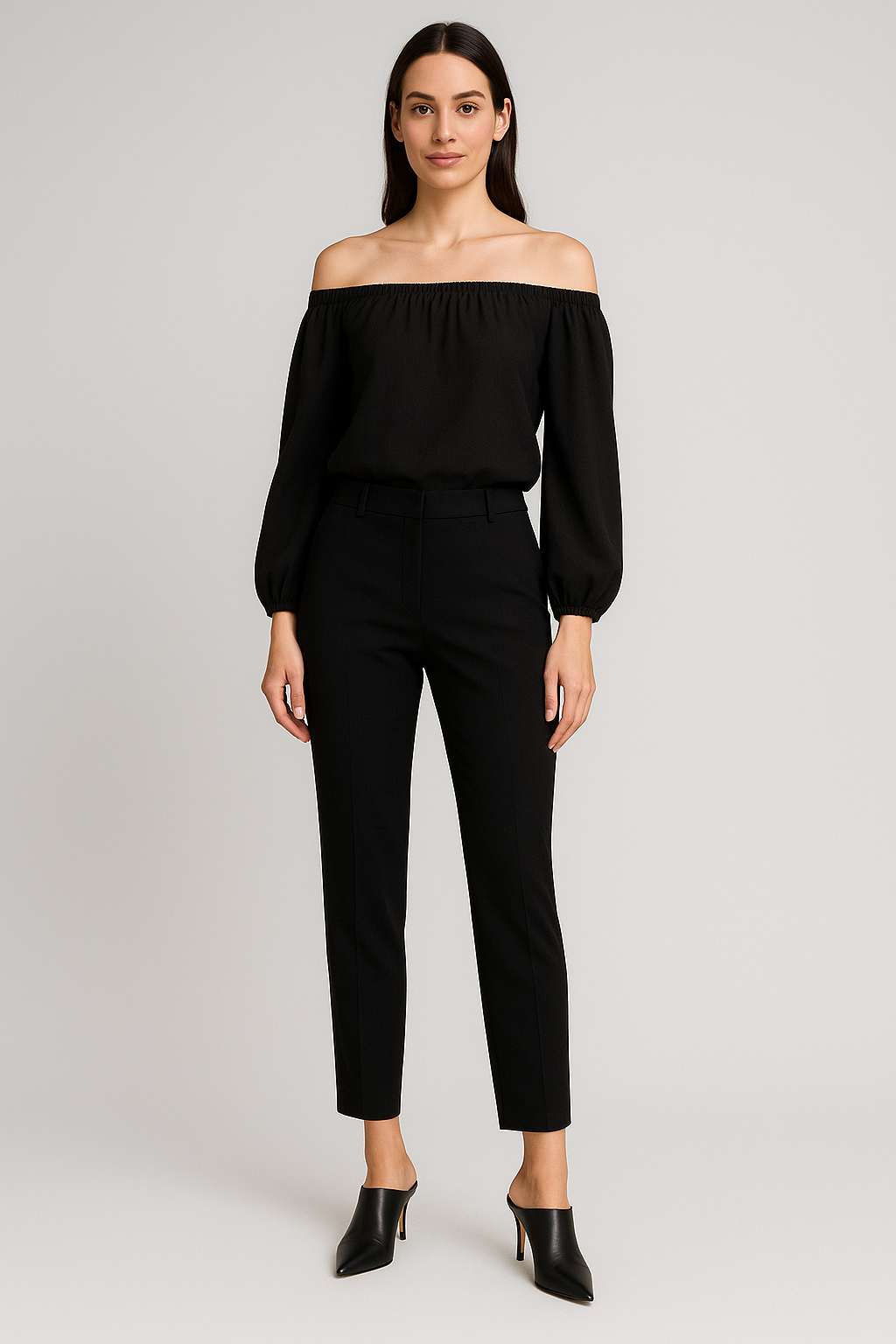 Diane von Furstenberg Black Leather Pointed Toe Mules Size 9.5