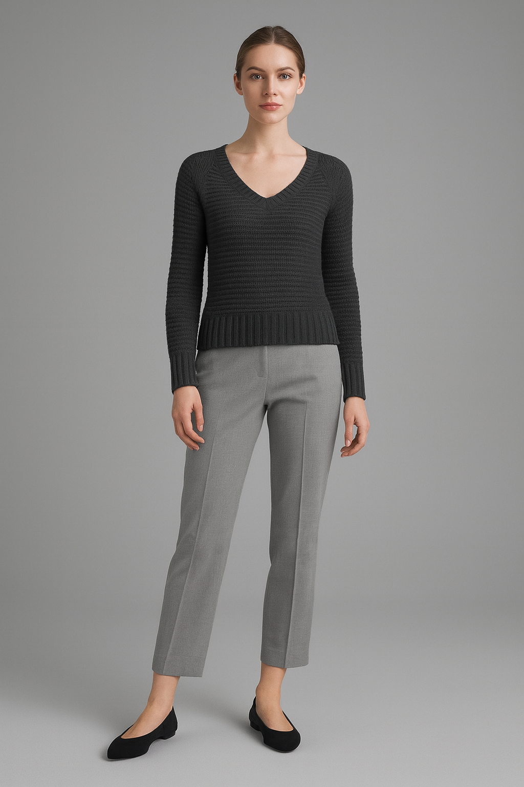 Aerie Smoke Gray Open Knit Sweater Women's Size SP Wool blend Lightweight Pullover