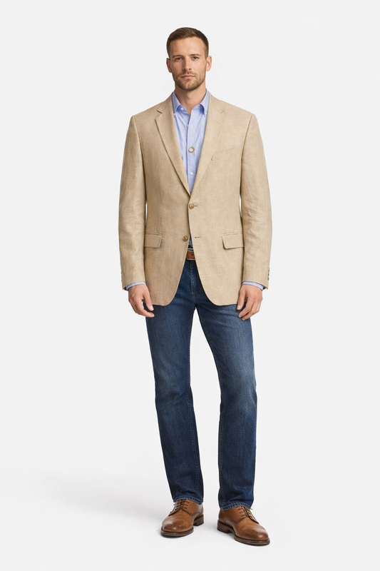 Lauren Ralph Lauren 100% Linen Beige Blazer Men’s 46L Capsule Wardrobe