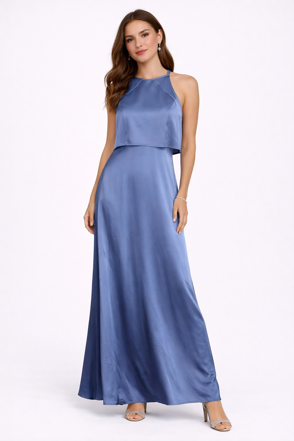 Lulus Satin High Neck Bridesmaid Dress XS | Flowy A-Line Wedding Formal