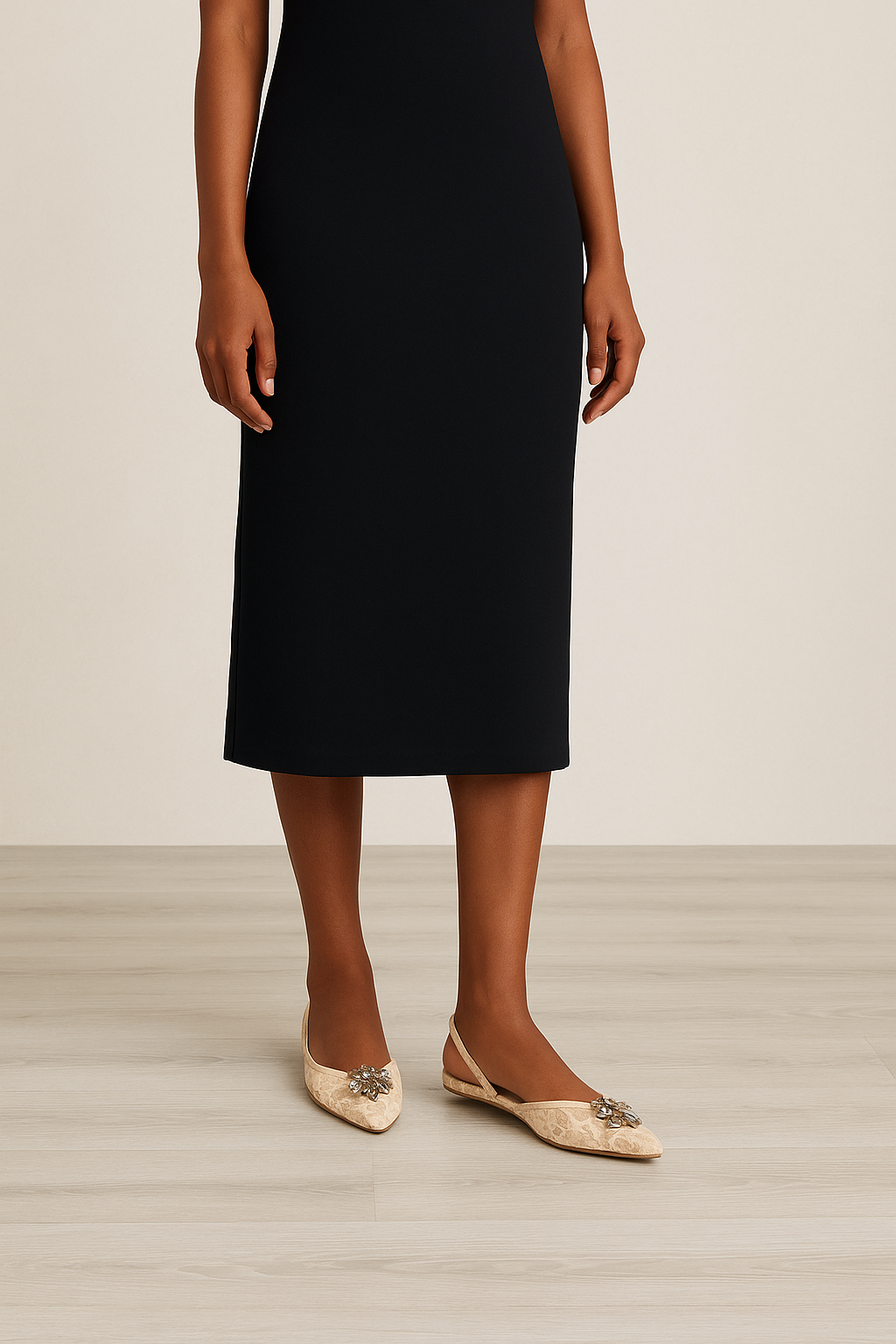 Band of the Free Lace Slingback Flats w/ Crystal Embellishment – Size 8 | Elegant Neutral Evening Shoe