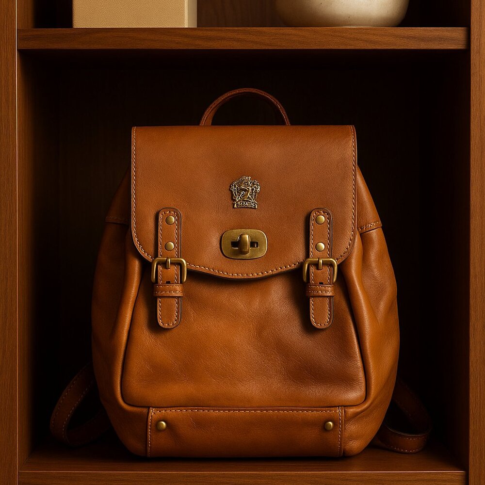Pratesi Firenze Italian Leather Mini Backpack – Vintage Cognac Brown | Made in Italy