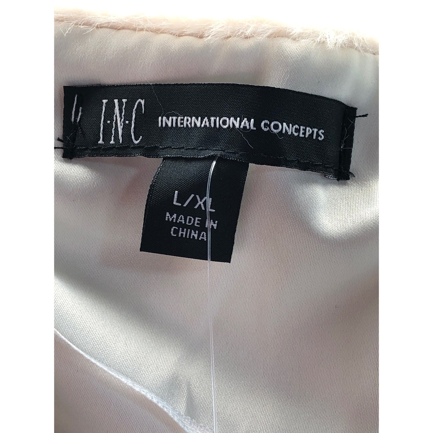 INC Faux Fur Vest Large/XL Ivory Plush Luxury Layering NWT