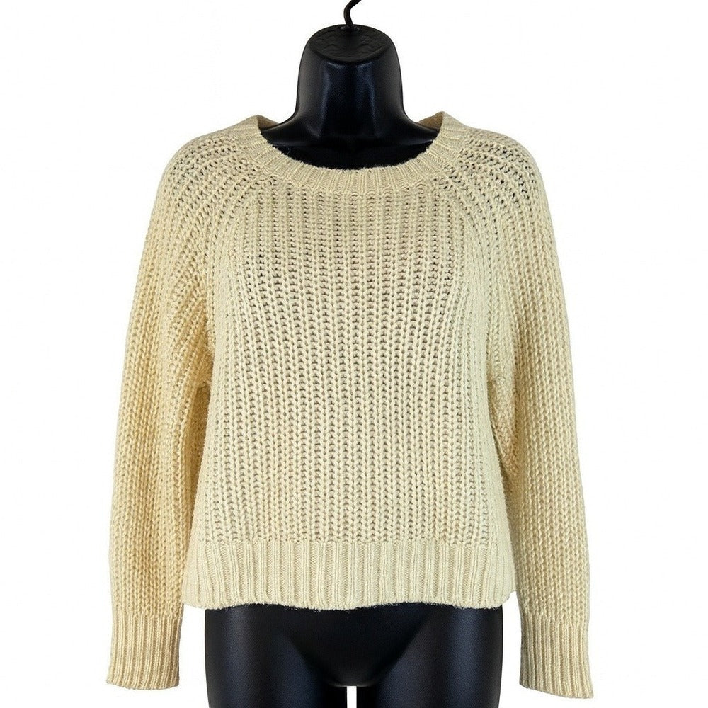 Aerie Textured Cream Chunky Knit Sweater • Classic Minimal Cozy Style
