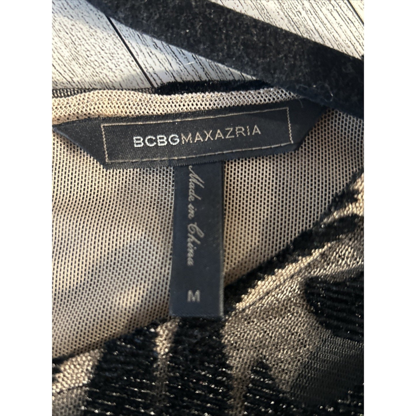 BCBGMAXAZRIA Colleen Baroque Burnout Velvet Peplum Top – Black | Size M