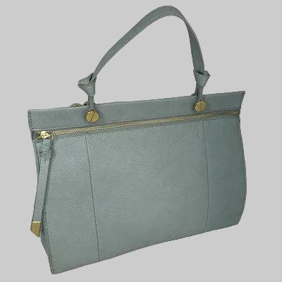 Foley + Corinna Baby Blue Leather Shoulder Bag | Gold Hardware Zip Tote Purse NWT