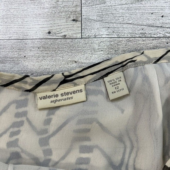 Valerie Stevens Separates 100% Silk Asymmetrical Maxi Skirt – Cream & Black Quiet Luxury