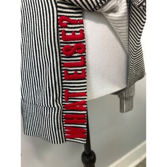 Zara Black & White Stripe Mock Neck Knit Top (Size S)