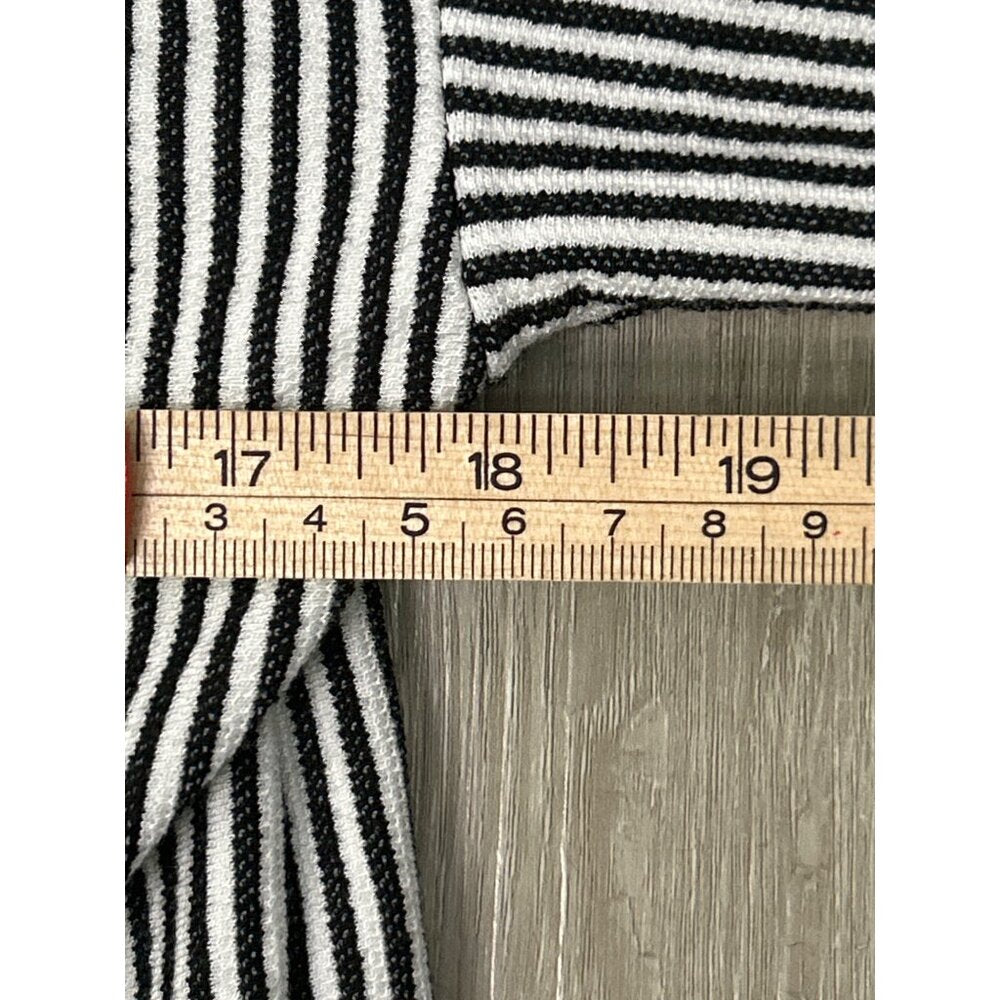 Zara Black & White Stripe Mock Neck Knit Top (Size S)