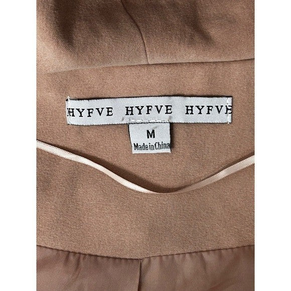 Camel Hooded Wrap Trench Coat Duster – Minimalist Belted Longline Outerwear | Size M