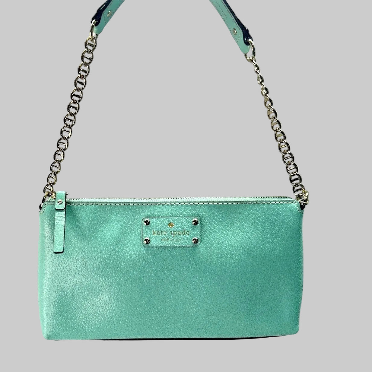 Kate Spade Mint Pebbled Leather Chain Strap Shoulder Bag – Silver Hardware