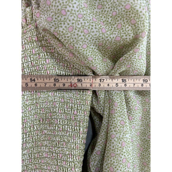 Wilfred Aritzia Square Neck Smocked Long Sleeve Dress XL Soft Neutral