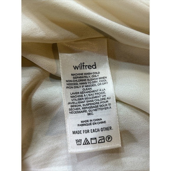 Wilfred Aritzia Square Neck Smocked Long Sleeve Dress XL Soft Neutral