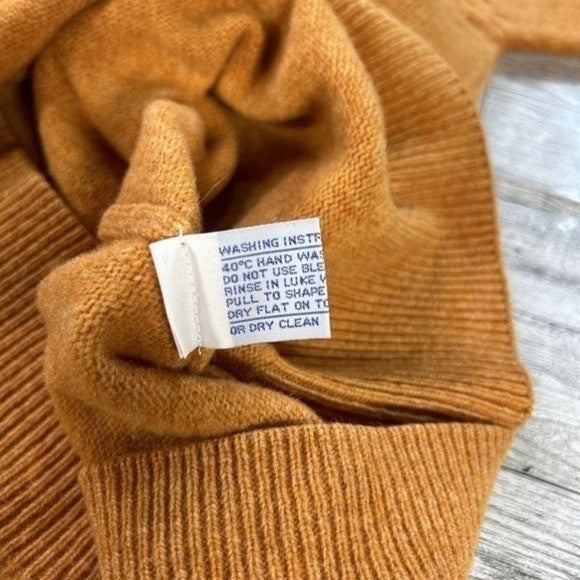 Mark Fore & Strike Men’s 100% Lambswool V-Neck Sweater | Camel Rust | Size L | Quiet Luxury