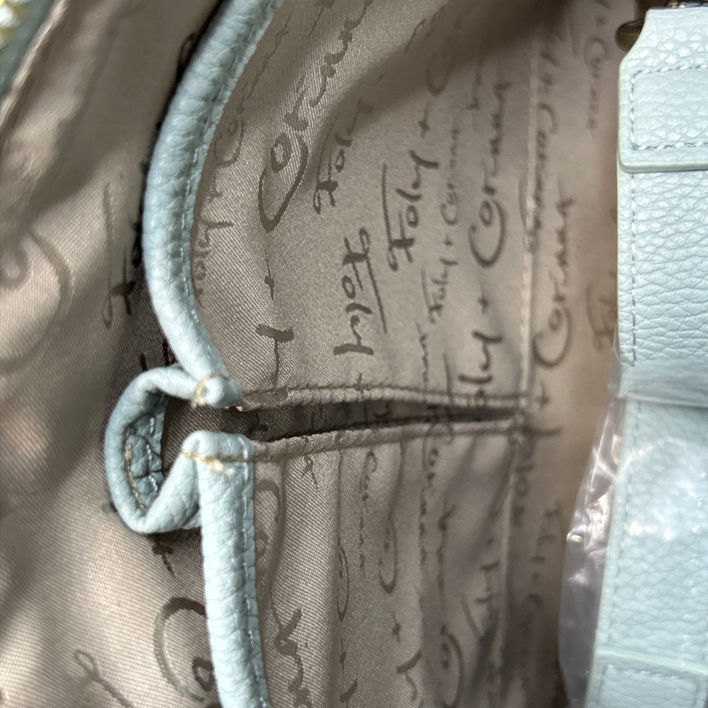 Foley + Corinna Baby Blue Leather Shoulder Bag | Gold Hardware Zip Tote Purse NWT