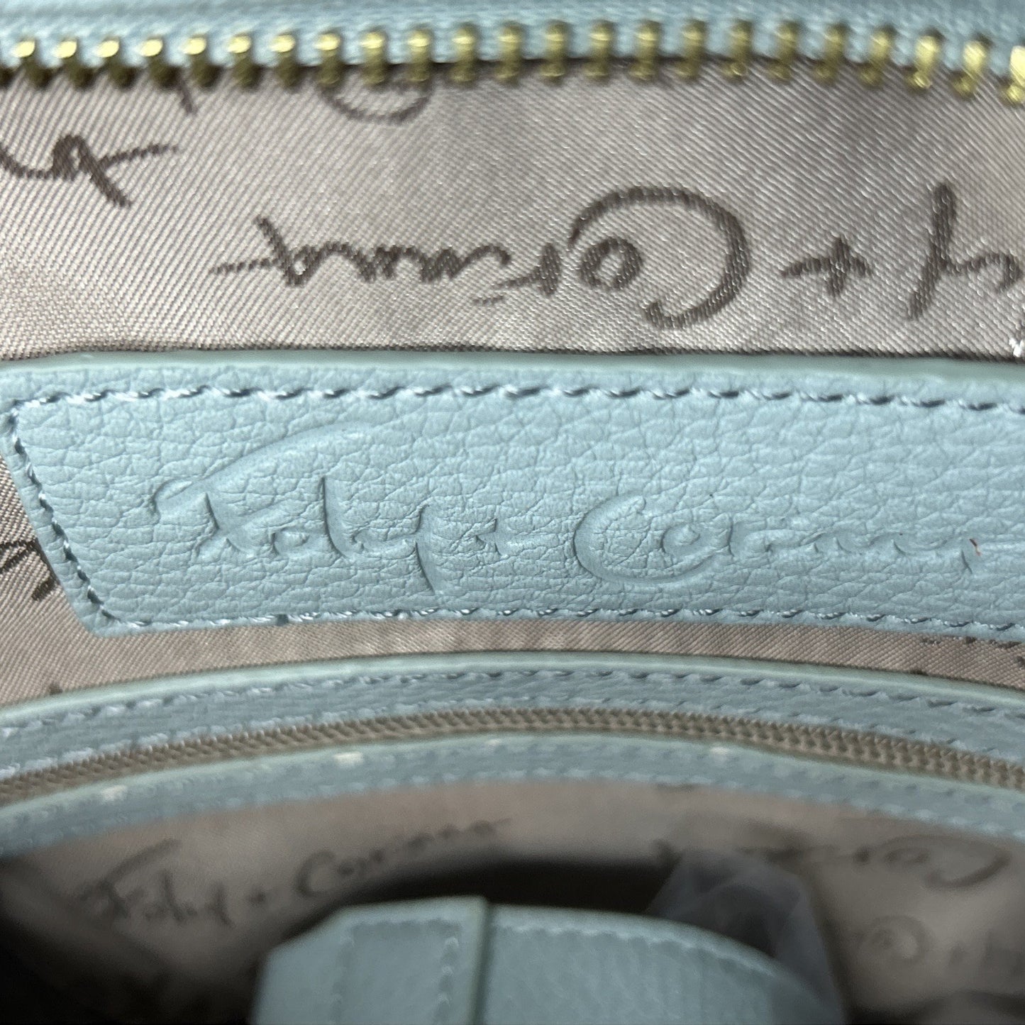 Foley + Corinna Baby Blue Leather Shoulder Bag | Gold Hardware Zip Tote Purse NWT