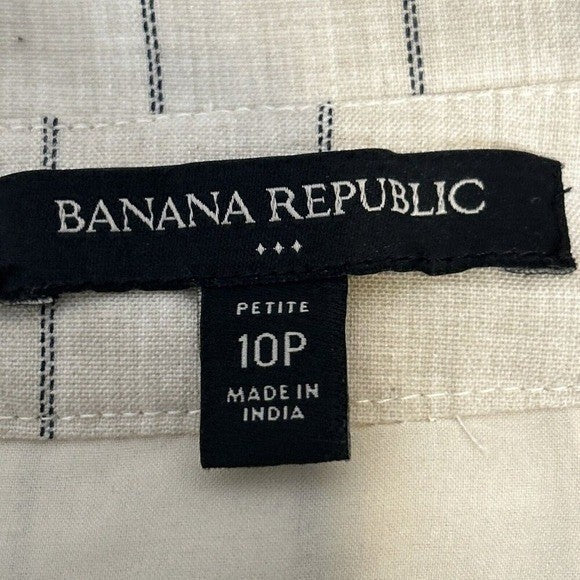 Banana Republic Ivory Pinstripe Wrap Skirt Tie Waist Tailored Minimalist Sz 10P