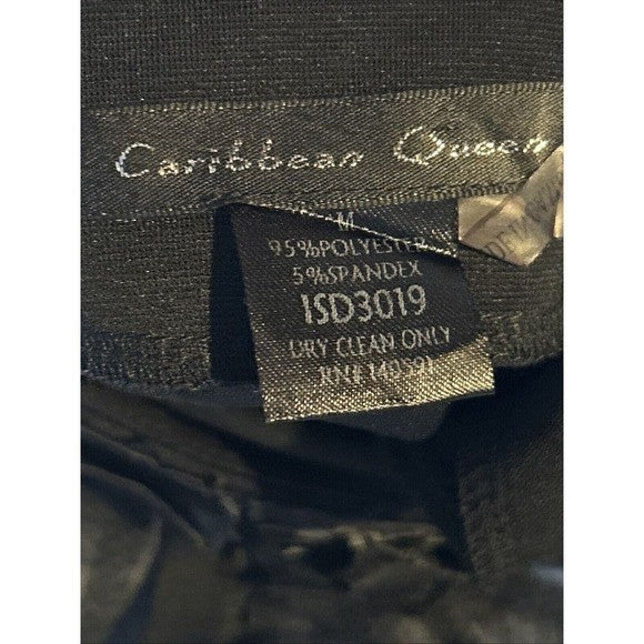 Caribbean Queen Black Petal-Detail Evening Dress • Sculpted Peplum (M)