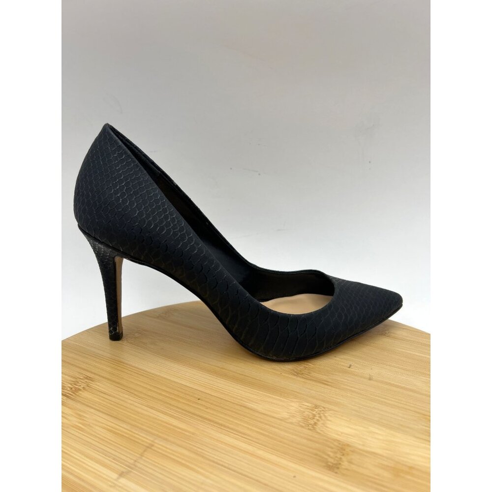 Jessica Simpson Black Snake-Print Stiletto Pumps – Pointed Toe Elegant Heel | Size 8M